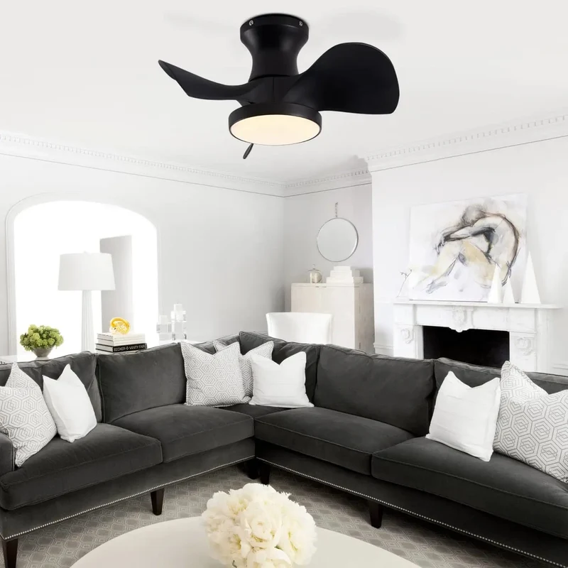 No Hassle Install Matte Black Ceiling Fan With Triple Temp Led Glow And Responsive Remote Wall Switch Plus Reversible Drive Motor For All Season Airflow Relaxation Quick Living Room Refresh
