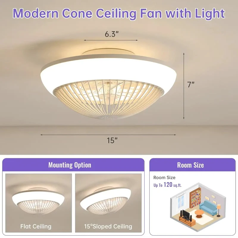 15 Inch Bladeless Ceiling Fan With Fly Flush Mount Look And Sick Rgb Led Atmosphere Support Six Speed Reversible Function Plus Silent Motor And Handy Remote Great For Bedroom Or Hangout Spot Bringing Clean Air And Dope Vibes Daily.