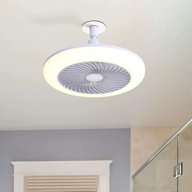 Premium 11 Inch E26 Socket Ceiling Fan With Dimmable 3 Color LED Light Featuring Three Speed Settings And Built Timer For Small Kitchens Bathrooms Closets Delivers Smooth Breeze And No Sweat Socket Install For Instant Chill Comfort In Tight Spots