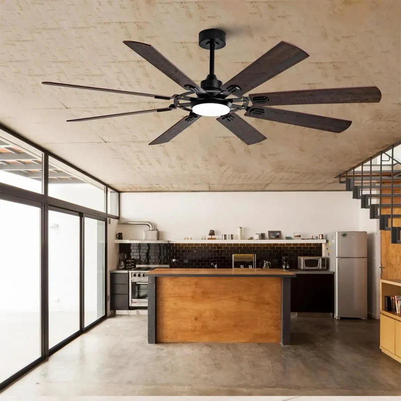 Large Ceiling Fan With Light And Ultra Silent DC Motor Giving Six Speed Choices Plus Sleek Reversible Blades And Tunable Memory Bulbs For Easy Hang And All Day Chill Breeze Vibes