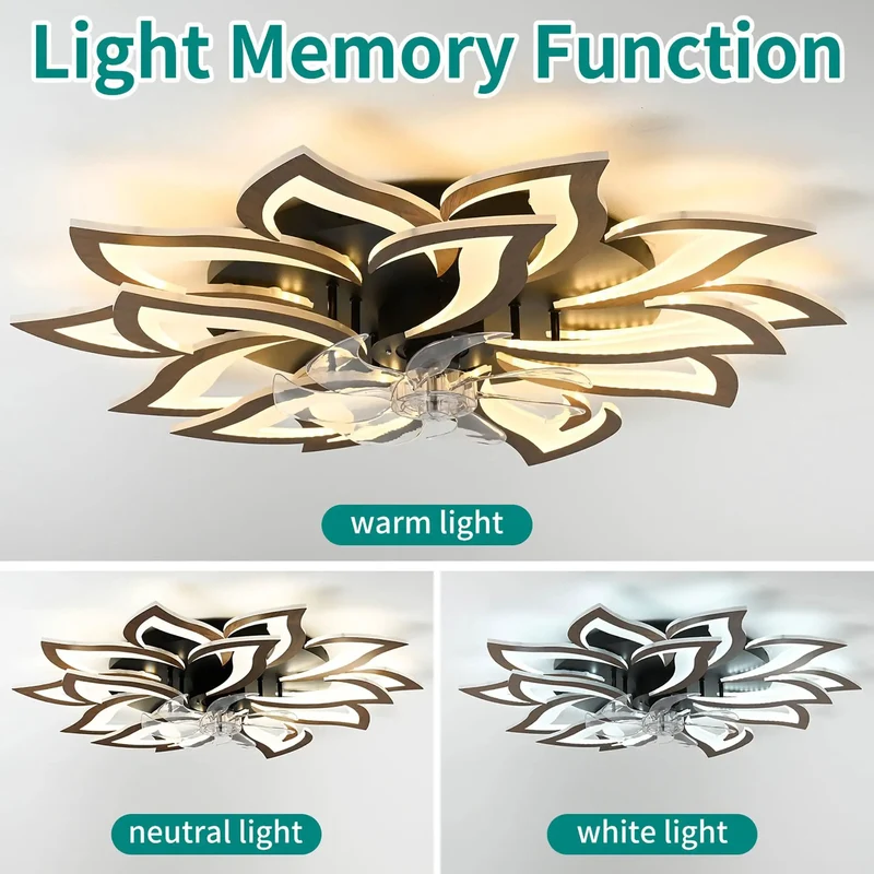 Game Changing 35 Inch Flower Ceiling Fan With Dimmable Led Light And Smart Remote Control White Low Profile Design Six Speed Reversible Motor App Ready Cooling For Bedroom Or Lounge Area