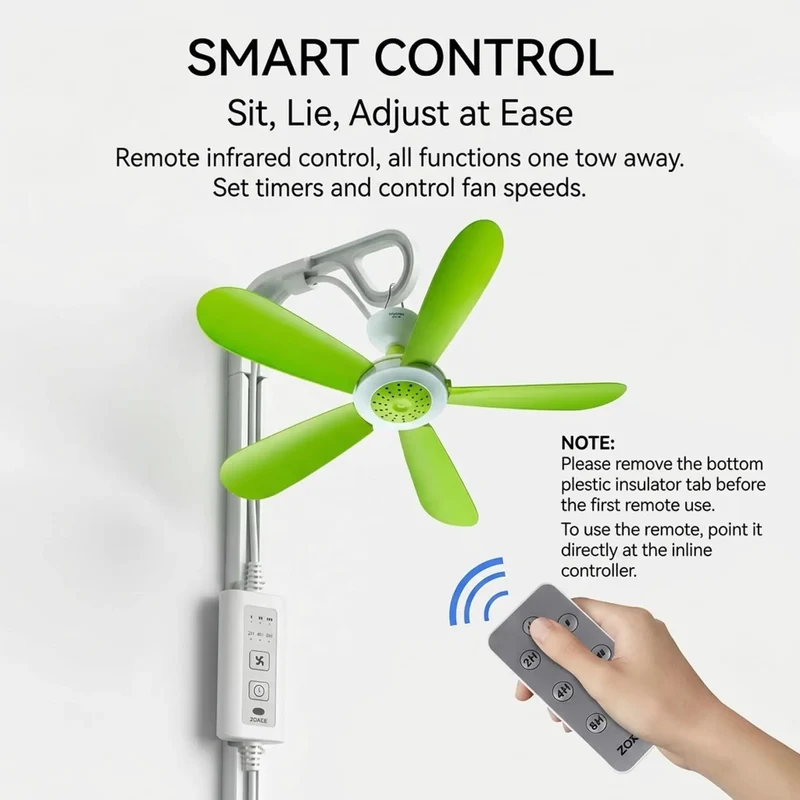 Portable Ceiling Fan With Remote 16.5 Inch USB Hanging Fan 5 Flexible Soft Blades Smooth Breeze Bedroom Dorm Camp Office Quiet Operation For Peaceful Nights Stay Chill All Summer Long