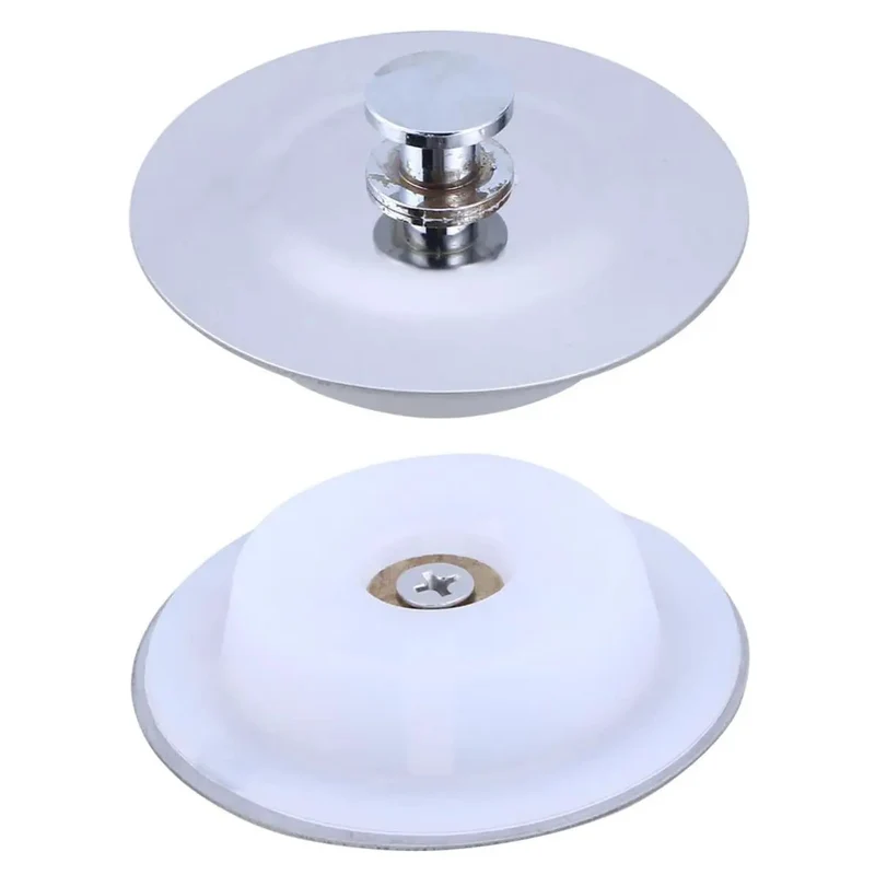 Heavy Duty Stainless Steel Bathtub Plug Cover For 40 To 45MM Drain Openings, Zero Sweat Flat Water Stop Cap, Ridiculously Strong Bathroom Sink Anti Clog Guard That Seats Snug And Keeps Your Tub Spotless Every Time