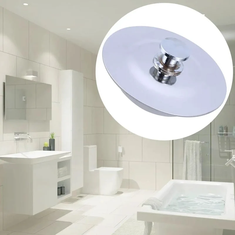 Heavy Duty Stainless Steel Bathtub Plug Cover For 40 To 45MM Drain Openings, Zero Sweat Flat Water Stop Cap, Ridiculously Strong Bathroom Sink Anti Clog Guard That Seats Snug And Keeps Your Tub Spotless Every Time