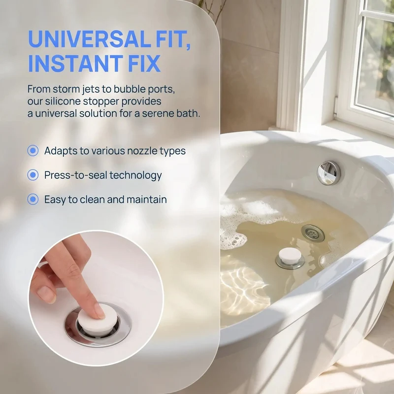 Heavy Duty White Silicone Bathtub Drain Stopper For 30 Millimeter Round Holes Fits Like A Glove With A Super Tight Waterproof Seal That Stops All Water Issues Dead In Its Tracks