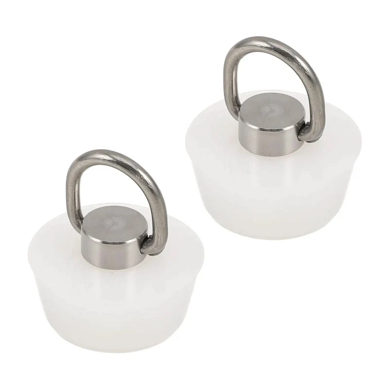 White Silicone Bathtub Drain Stopper With Stainless Steel Ring Press To Seal No Tool Deep Soak Plug For Handwashing Super Easy Pull Out Removal Zero Fuss Setup