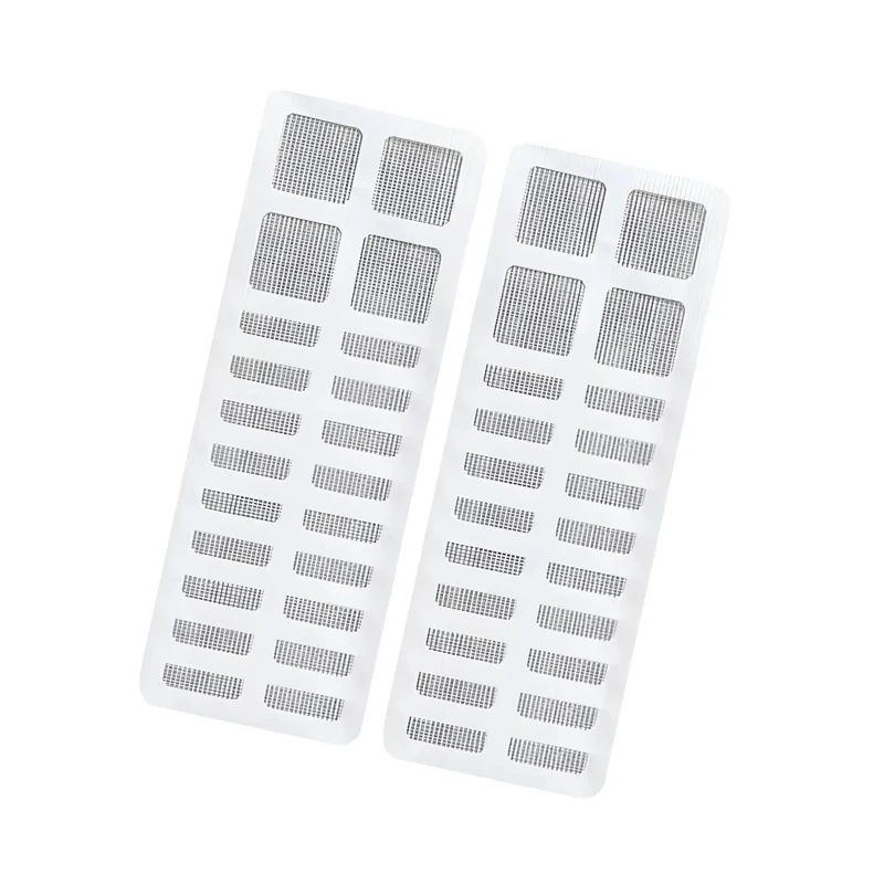 Self Adhesive Hair Catcher 100 Pack Game Changer Shower Drain Protector Dense Mesh Filter Stops Pipe Clogs Fast Easy Peel Stick Ultra Durable Plastic Material