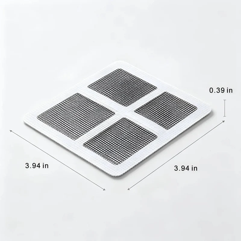 Self Adhesive Hair Catcher 100 Pack Game Changer Shower Drain Protector Dense Mesh Filter Stops Pipe Clogs Fast Easy Peel Stick Ultra Durable Plastic Material