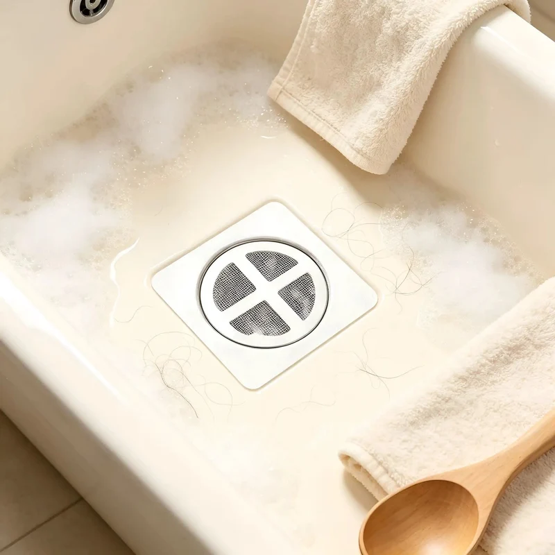 Disposable Hair Catcher Sticker For Shower Drain High Density Mesh Filter Stops That Gnarly Clog Situation Save Cash On Plumbing Expenses Quick Peel Adhesive Blocks Pet Fur Keeps Home Pipes Clear Naturally Every Single Time