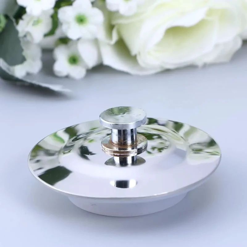 Stainless Steel Bathtub Drain Stopper Locks Tight Silicone Seal Won't Let A Drop Slip Through Flat Cover Fit 40-45mm Plugs Super Tough Anti Skid Surface Friendly And Wipes Clean Like A Charm Total Game Changer