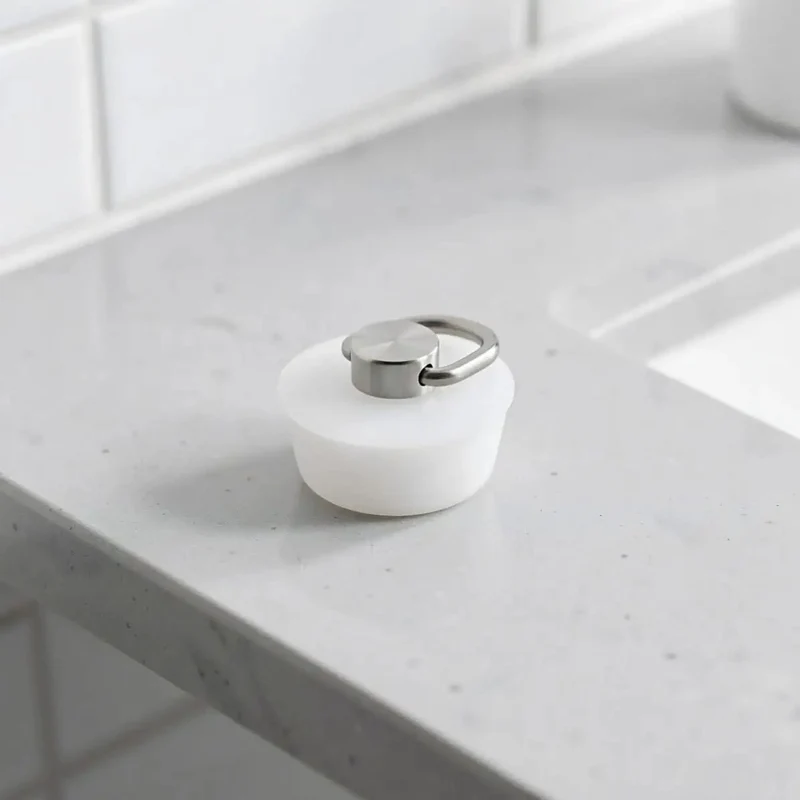Adjustable White Silicone Drain Stopper Universal Fit Bathtub Plug Kitchen Sink Seal Super Snug Leak Free Easy Pop Off With Storage Ring Bath Upgrade Zero Fuss