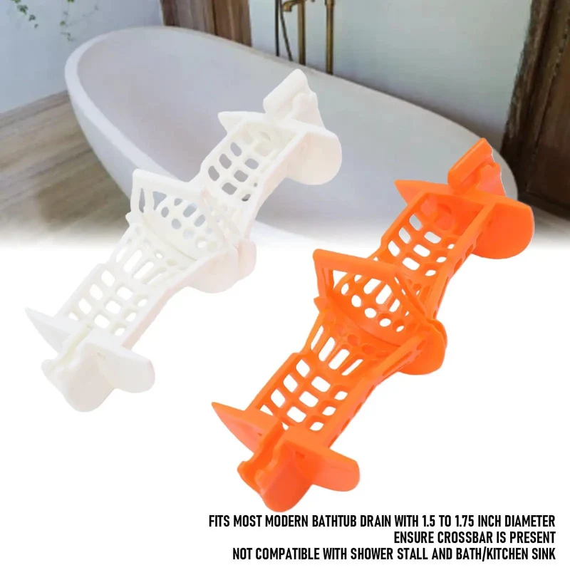 Bathtub Drain Hair Catcher 2 Pack White And Orange With Sturdy Handles Kick Nasty Clogs To The Pavement Keep Your Shower Flowing Smooth And Simplify Your Routine Hella Reliable Choice For Quick Cleanup And Daily Use