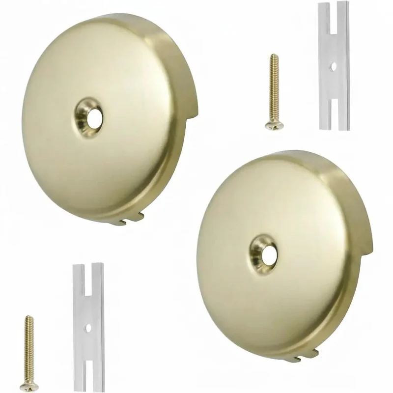 Top Notch Gold Single Hole Bathtub Overflow Drain Plate Pack Of Two With No Sweat Install Mounting Screw For Quick Tub Refresh Smooth Swap Bath Fixture Upgrade That Really Nails The Look