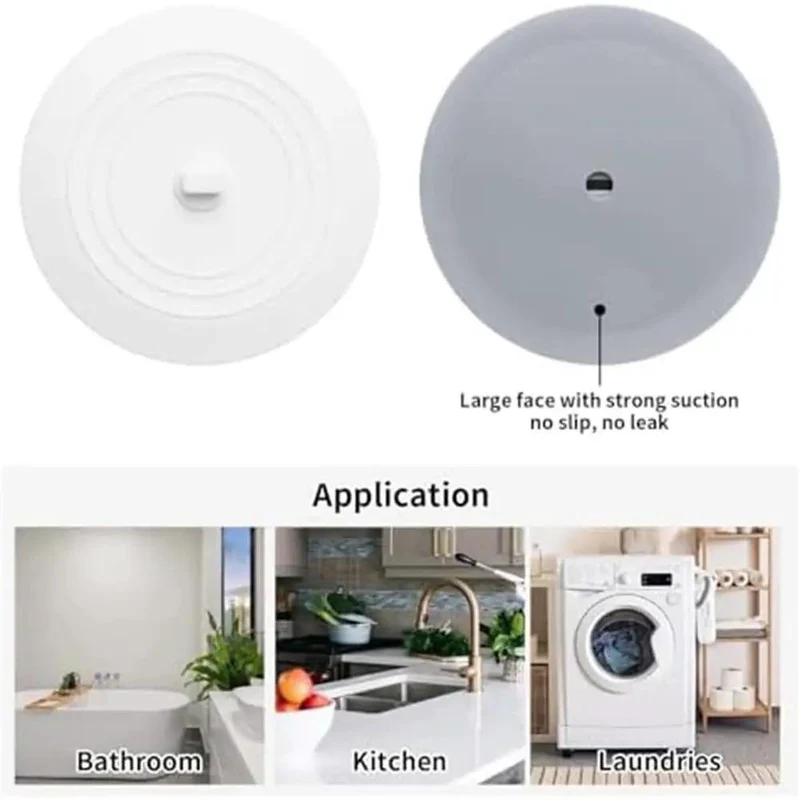 Universal Silicone Bathtub Drain Stopper And Kitchen Sink Plug With Super Strong Suction Grip Seals Perfectly Without Leaks Locks In Water All Night Non Slip Self Leveling Design Fits All Standard Sizes