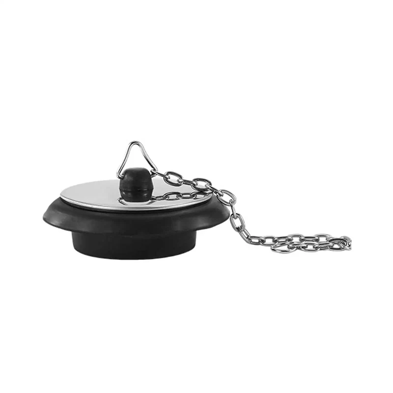 Top Shelf Universal Bathtub Drain Stopper Plug With Four Inch Heavy Duty Chain And Slick Easy Pull Handle For Hassle Free Bathroom Kitchen Sink Plumbing Seal