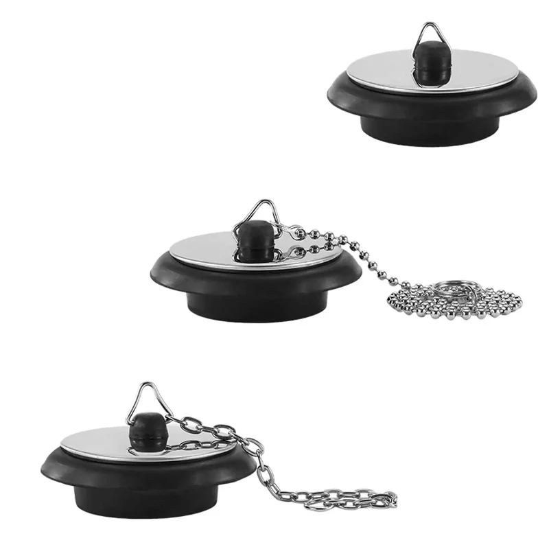 Top Shelf Universal Bathtub Drain Stopper Plug With Four Inch Heavy Duty Chain And Slick Easy Pull Handle For Hassle Free Bathroom Kitchen Sink Plumbing Seal