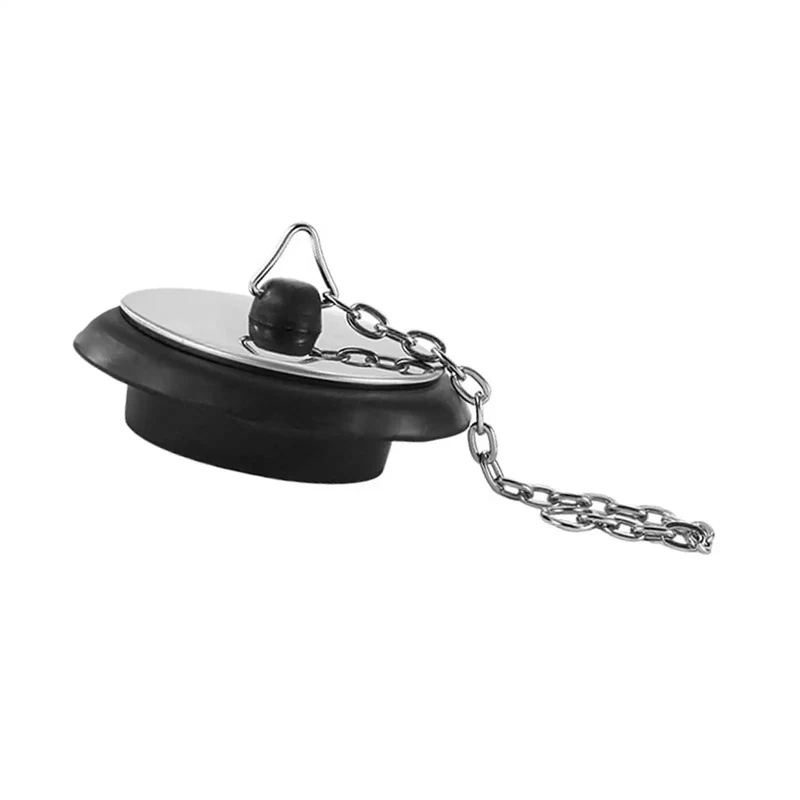 Top Shelf Universal Bathtub Drain Stopper Plug With Four Inch Heavy Duty Chain And Slick Easy Pull Handle For Hassle Free Bathroom Kitchen Sink Plumbing Seal