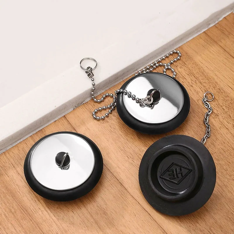 Top Shelf Universal Bathtub Drain Stopper Plug With Four Inch Heavy Duty Chain And Slick Easy Pull Handle For Hassle Free Bathroom Kitchen Sink Plumbing Seal