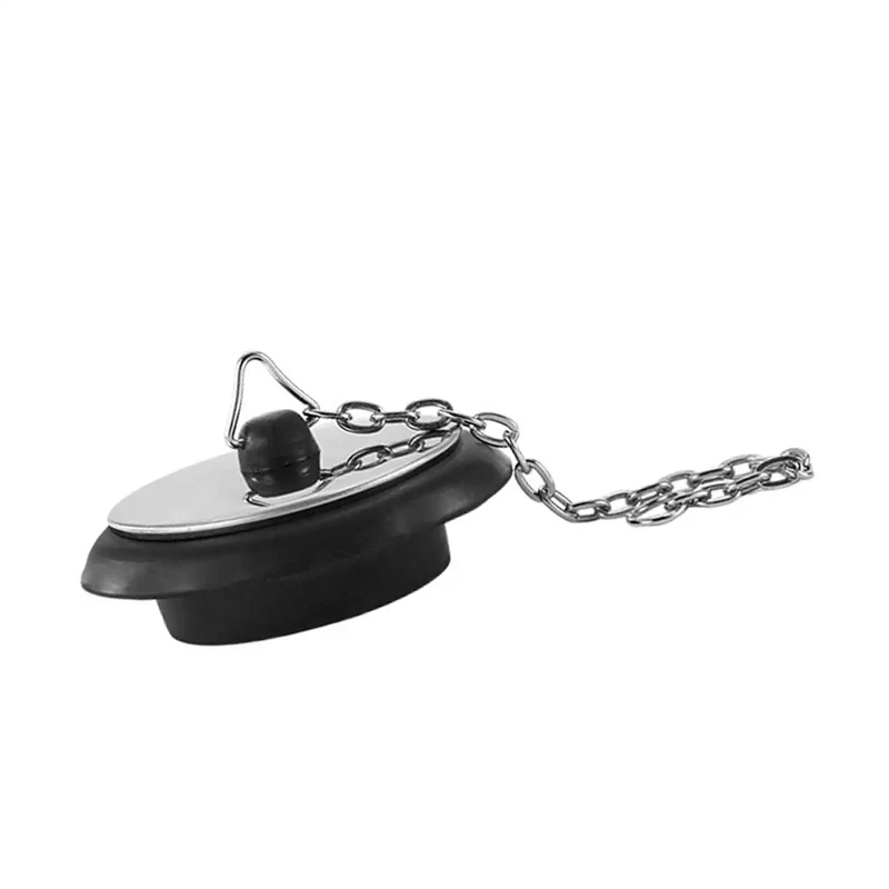 Top Shelf Universal Bathtub Drain Stopper Plug With Four Inch Heavy Duty Chain And Slick Easy Pull Handle For Hassle Free Bathroom Kitchen Sink Plumbing Seal