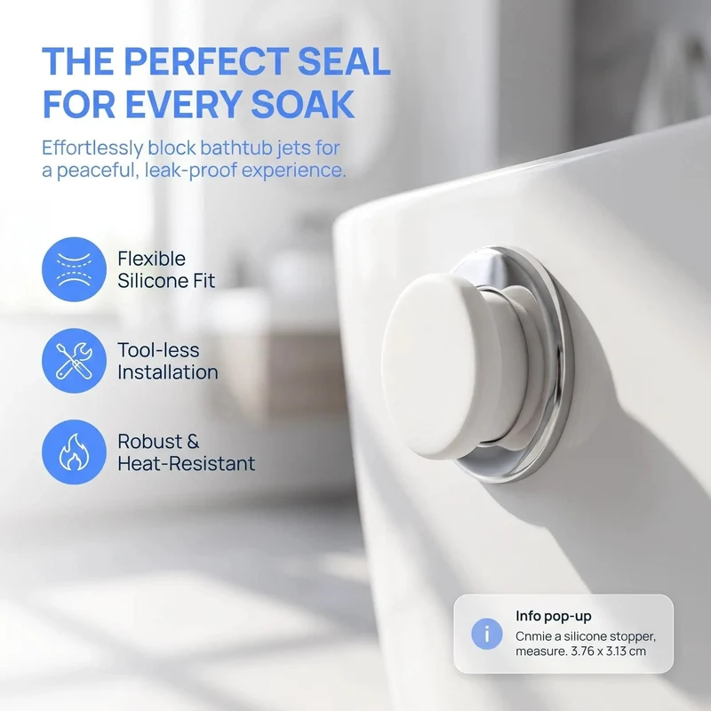 Premium Silicone Bathtub Drain Plug And Jet Hole Diffuser Cover For 30 To 31mm Openings No Sweat Leakproof Seal White Home Plumbing Kit