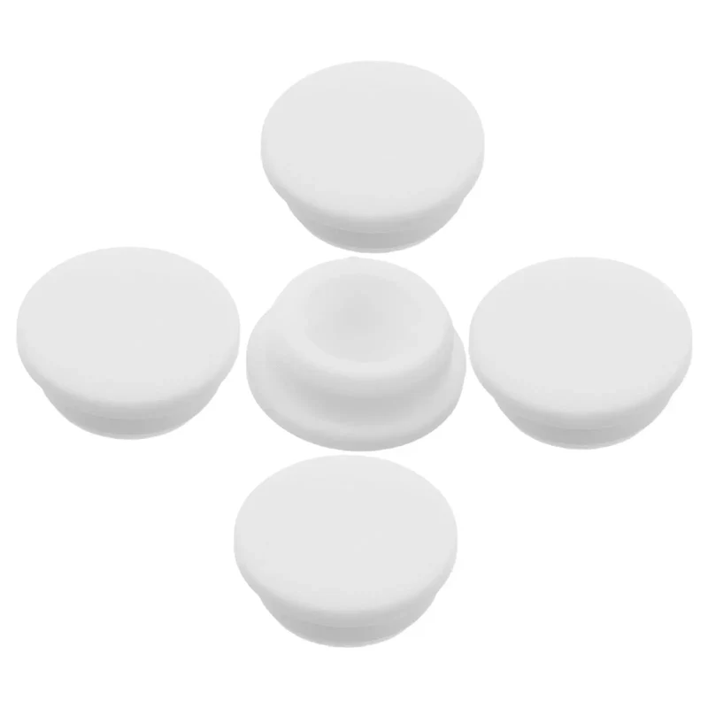 Five Piece White Silicone Bathtub Jet Cover Plugs Seal Bubble Ports Securely To Stop Water Leaks With A Snug Fit And Quick Push Install For Totally Leak Free Soaking Sessions