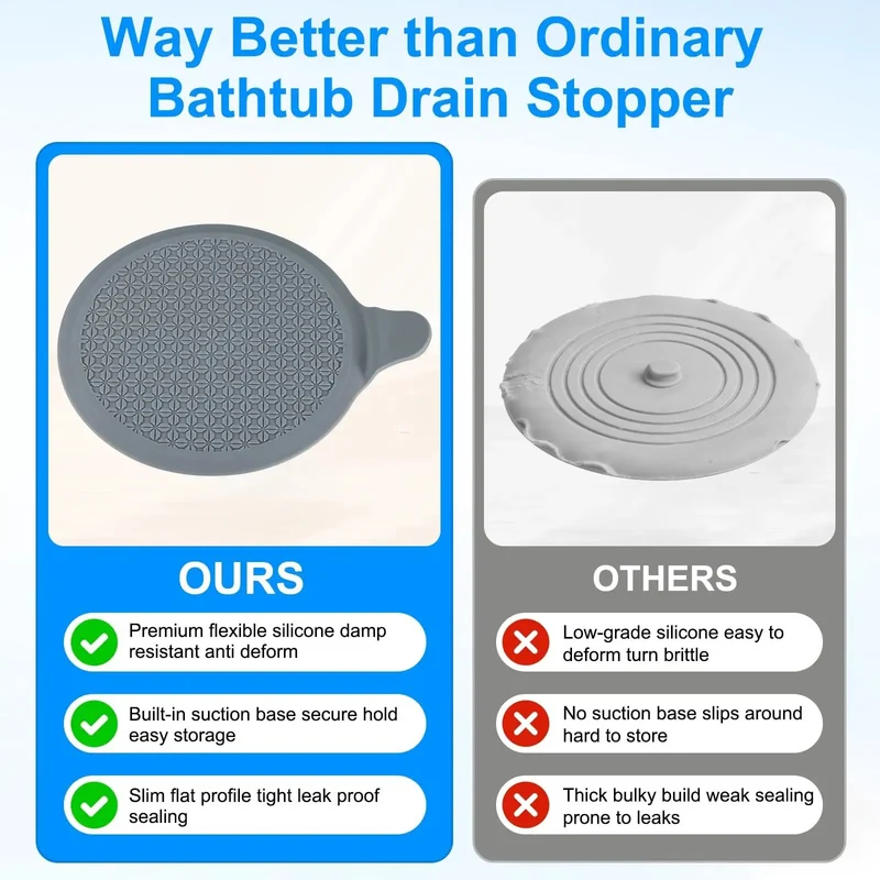 2 Pack 5.9 In Silicone Tub Stopper Zero Drip Guarantee Leak Proof Bathtub Drain Plug Universal Fit For Kitchen Sink Vanity Snaps Right Up Slick Bathroom Accessory That Just Works
