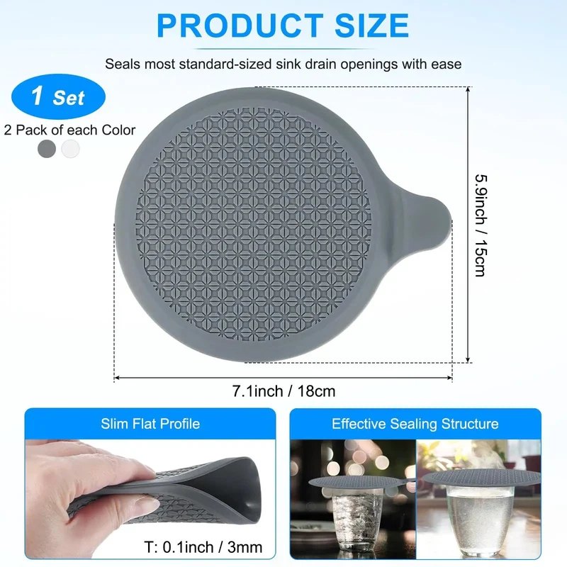 Four Pack Go-To Silicone Tub And Sink Drain Stopper With Heavy Duty Watertight Seal For Bathtub Faucet And Laundry Basin Top Tier Easy Housekeeping Essential