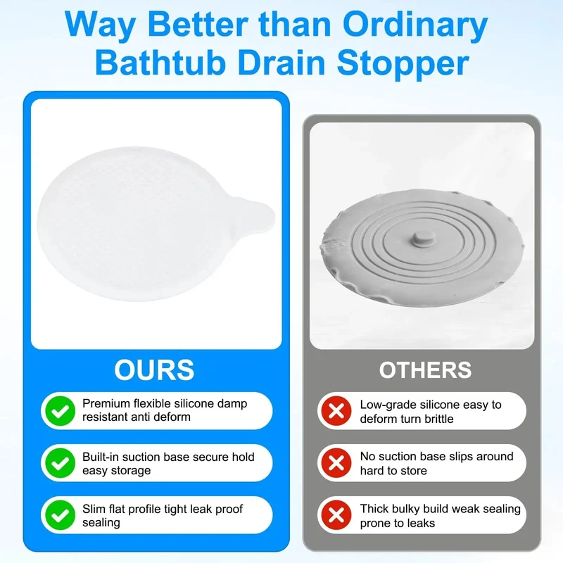 Slick Flexible Silicone Tub Stopper Four Pack Heavy Duty Bathtub Drain Plug Multipurpose Sink Sealer Waterproof Household Drain Patch No Hassle Daily Use Tight Grip Design Bathroom And Laundry Room Staple
