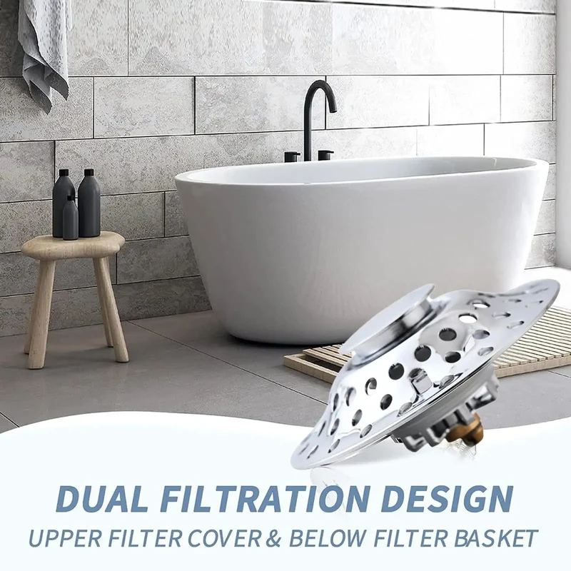 Slick Push Button Tub Stopper And Universal Bathtub Drain Plug Effortless Bathroom Setup Lightweight Build With Tight Seal For Smooth Zero Mess Chill Soak Game
