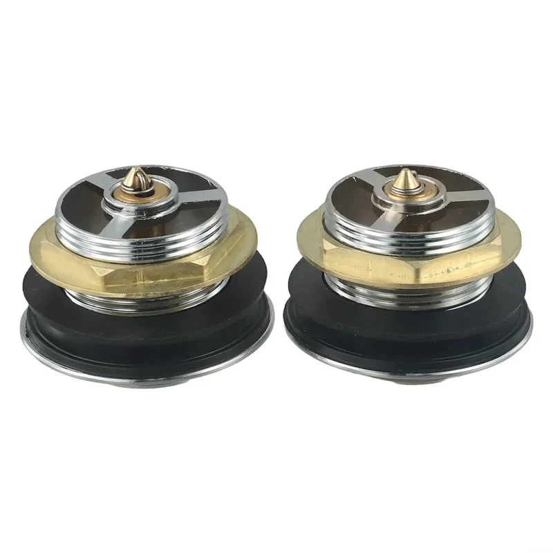 Rock Solid Pop Up Bathtub Drain Plug Two Pack With Killer Water Tight Seal And No Sweat Push Button Setup Crafted From Heavy Duty Brass And Alloy Tough Silver Coating For Easy Tub Shower Drain Swap