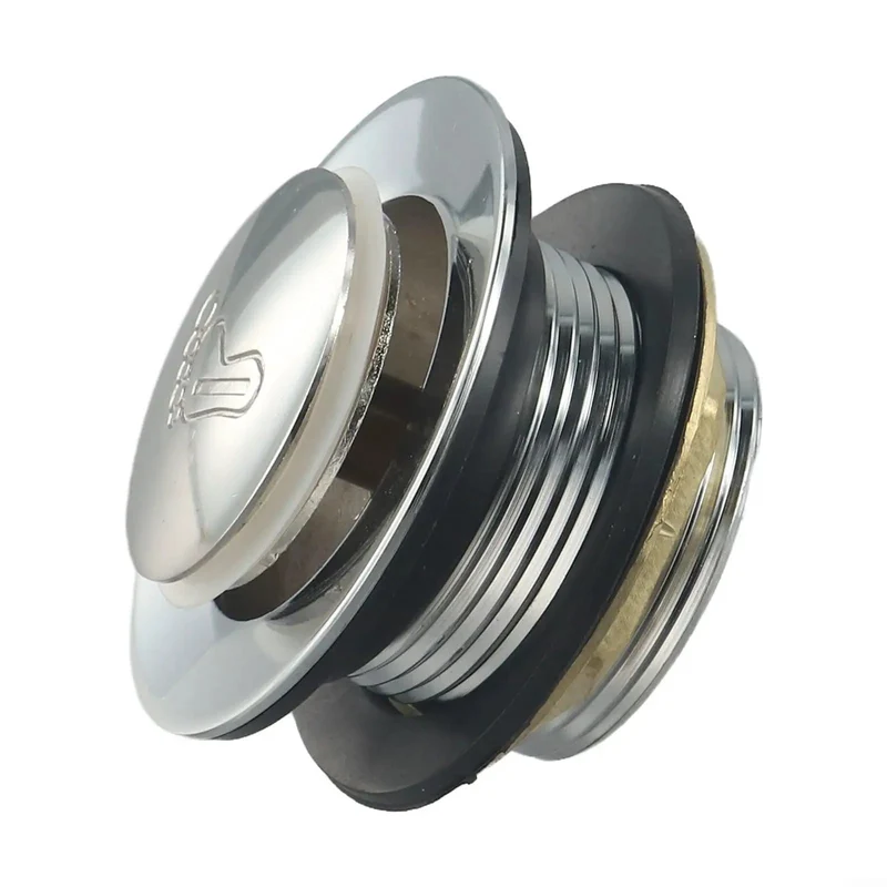 Rock Solid Pop Up Bathtub Drain Plug Two Pack With Killer Water Tight Seal And No Sweat Push Button Setup Crafted From Heavy Duty Brass And Alloy Tough Silver Coating For Easy Tub Shower Drain Swap