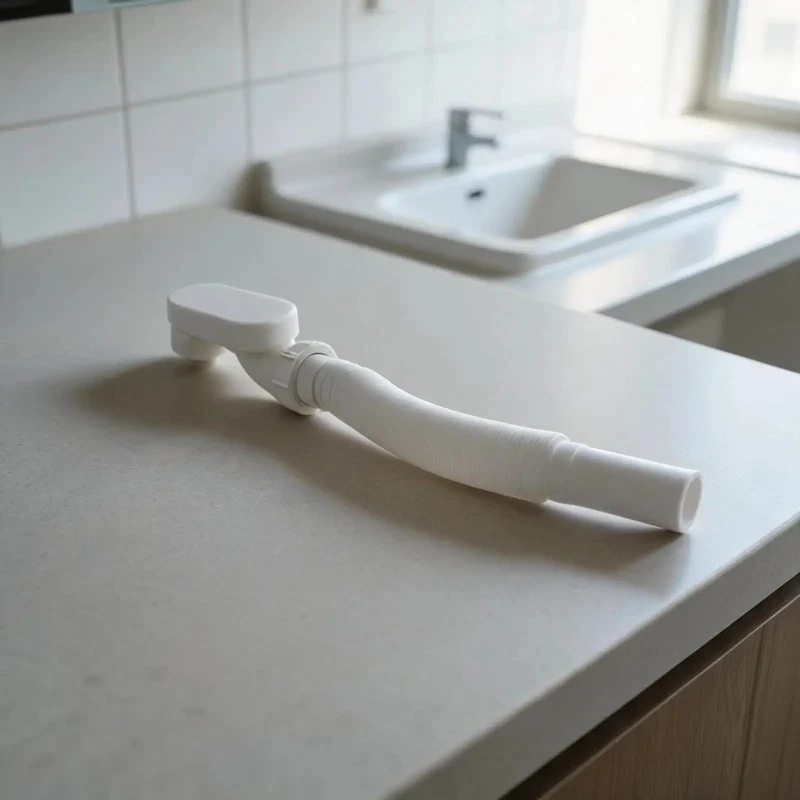Super Sleek Flat Bathtub Drain Pipe Kit With Flexible Waste Pipe For Freestanding Tub Low Profile P-Trap And Extendable 92Cm Length To Crush Tight Spaces With Slick White Finish And G1-1/2 Connection Total Space Game Changer