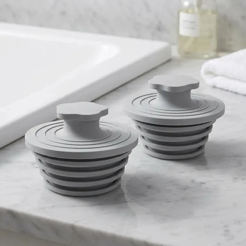 Silicone Bathtub Drain Plug 2 Pack Universal Gray Stopper For 1.5 To 2 Inch Openings Say Less Hair Buildup Sink Shower Hair Catcher Tightly Seals Water No Cap Leak Proof Bathroom Accessory Grip Game Changer