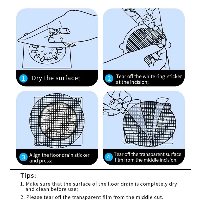 Ten Pack Shower Drain Hair Catcher Mesh Stickers, Disposable Floor Drain Guards That Actually Work, Quick Stick Hair And Gunk Traps For Bathroom Bathtub Kitchen Sink