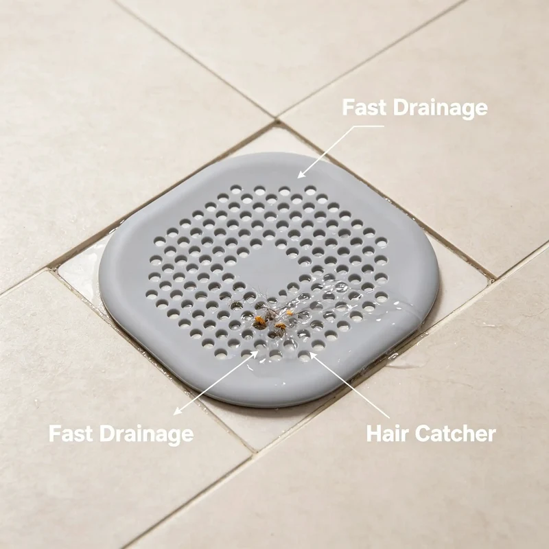 Solid Two Pack Silicone Drain Cover And Hair Catcher Pad With Heavy Duty Suction Cup Grip To Sweep Out Nasty Gunk And Keep Bathroom Pipelines Clog Free Always