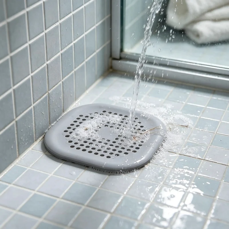 Solid Two Pack Silicone Drain Cover And Hair Catcher Pad With Heavy Duty Suction Cup Grip To Sweep Out Nasty Gunk And Keep Bathroom Pipelines Clog Free Always
