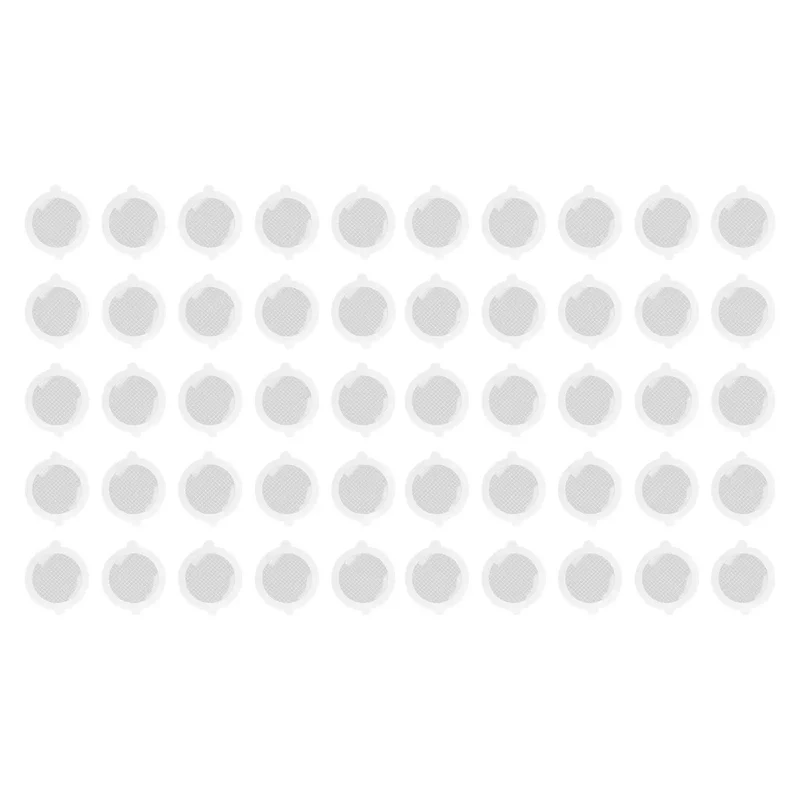 Fifty Piece Pack Of Disposable Shower Drain Hair Catchers Using Dense Fiberglass Mesh To Snag Strands And Block Nasty Clogs While Acting As A Game Changer For Effortless Home Maintenance