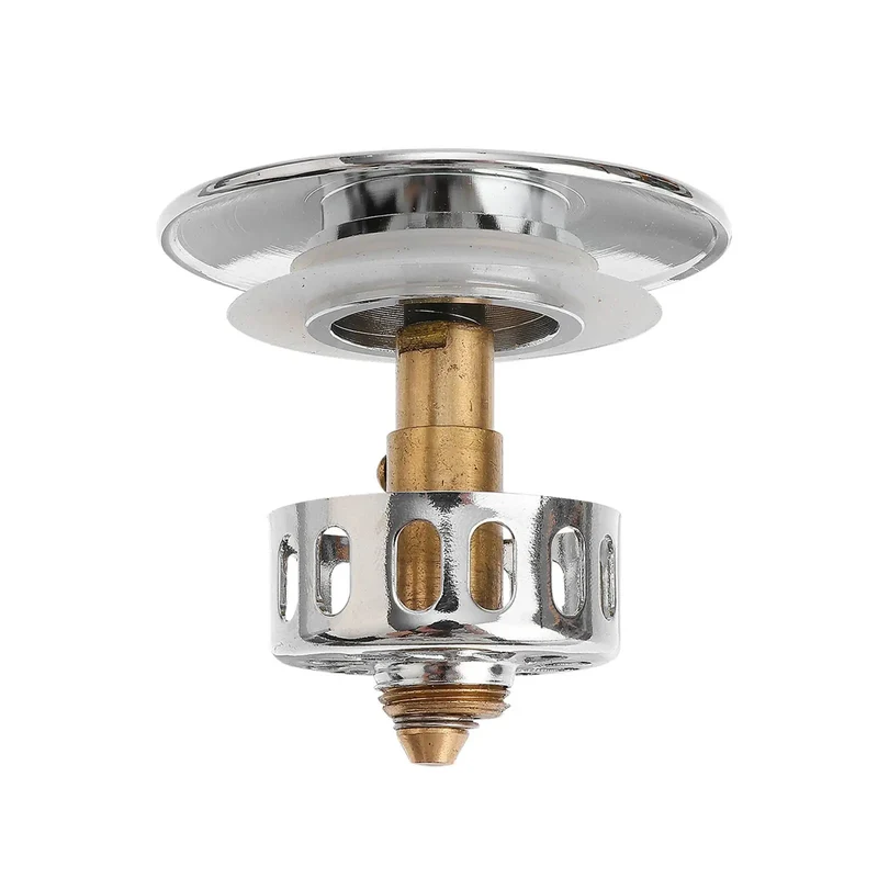 Top Notch Brass Bathtub Drain Plug With Push Button Pop Up Spring Action Drain Cover Flat Seal Slick Finish Super Easy Install For Overflow Fixtures Hefty Build Quality