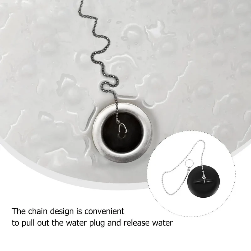 Two Pack Durable Black Silicone Bathtub Drain Stopper With Chain Universal Seal For Shower And Bathroom Sink Breezy Install No Sweat Cleanup Heavy Duty Anti Clog Protector