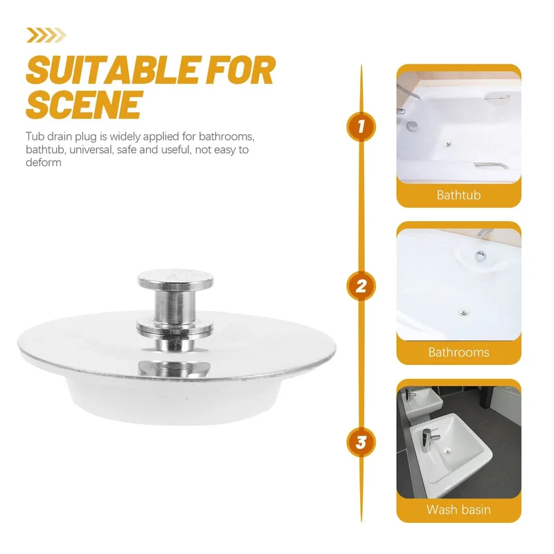 Rock Solid Silicone And Stainless Steel Bathtub Drain Plug Fits 42 To 44 Mm Holes Zero Hassle Easy Click Swap Catches Hair And Gunk Fast Keeps Your Tub Spotless Always