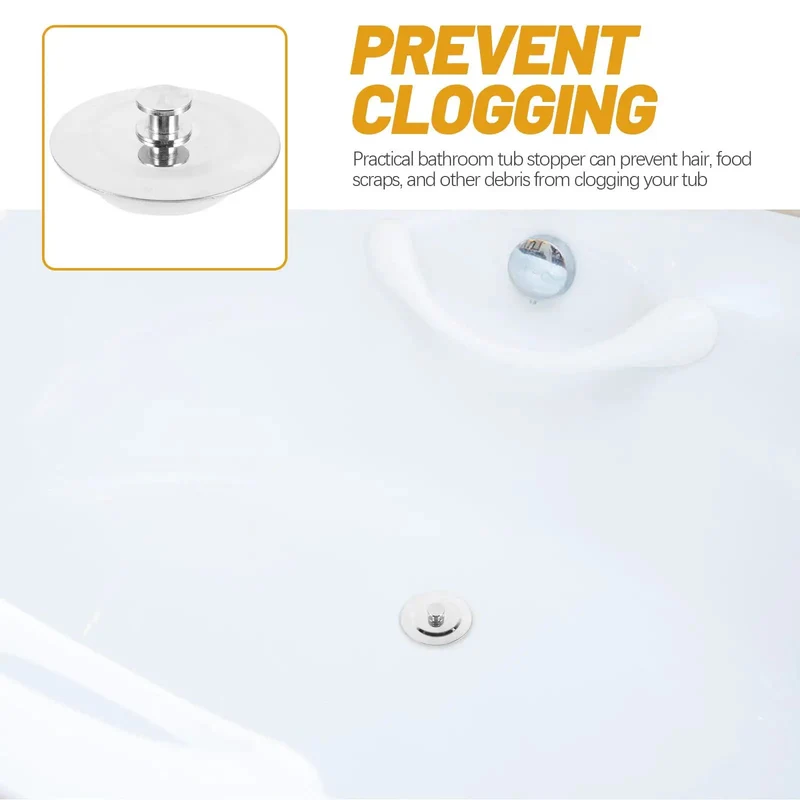 Built Tough Drip Proof Bathtub Stopper Plug For 42 To 44 Millimeter Drain Holes Stainless Steel Silicone White Bathroom Drain Plug With Super Tight Seal And Total Water Saving Power