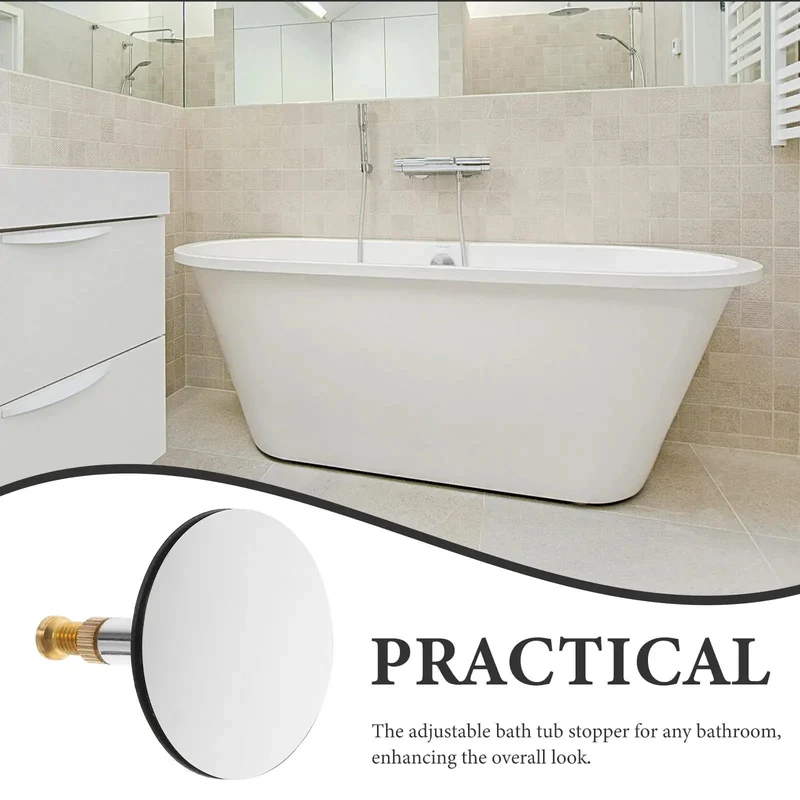 Adjustable Bathtub Drain Plug Heavy-Duty Copper Tub Stopper With Slick Rotary Mechanism And Modern Sleek Silver Finish For Badass Durability And A No-Bs Knockout Bathroom Replacement Upgrade