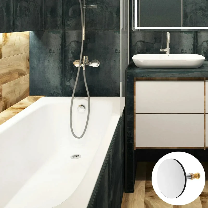 Adjustable Bathtub Drain Plug Heavy-Duty Copper Tub Stopper With Slick Rotary Mechanism And Modern Sleek Silver Finish For Badass Durability And A No-Bs Knockout Bathroom Replacement Upgrade