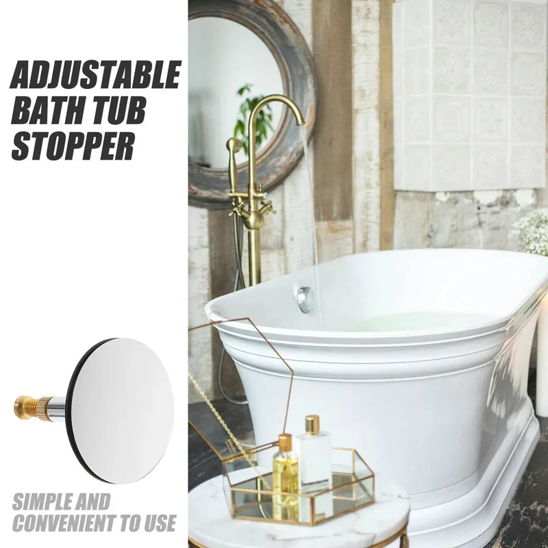 Adjustable Bathtub Drain Plug Heavy-Duty Copper Tub Stopper With Slick Rotary Mechanism And Modern Sleek Silver Finish For Badass Durability And A No-Bs Knockout Bathroom Replacement Upgrade