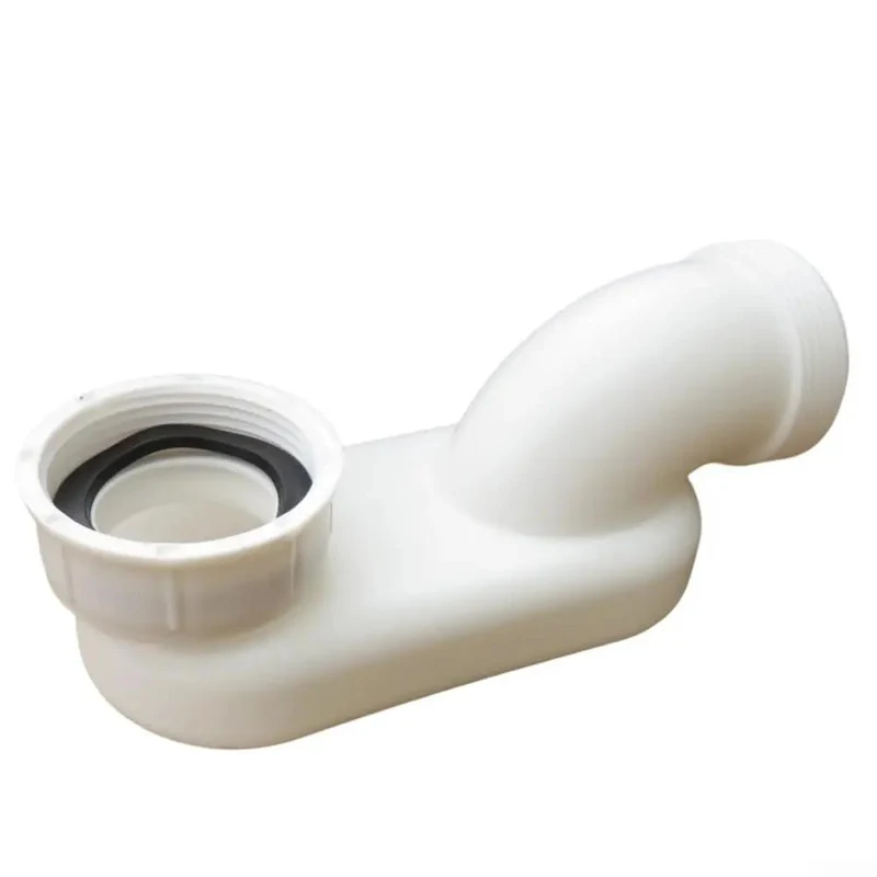 Flexible Rubber Low Profile P Trap With G1-1/2 Threaded Ends For Bathtub Drainage No Sweat Quick Install Swap Saves Precious Cabinet Space Fits Comfortably Inside