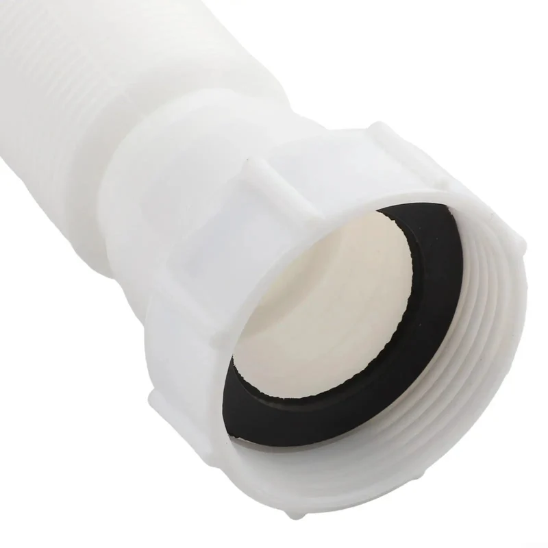 Flexible Rubber Low Profile P Trap With G1-1/2 Threaded Ends For Bathtub Drainage No Sweat Quick Install Swap Saves Precious Cabinet Space Fits Comfortably Inside