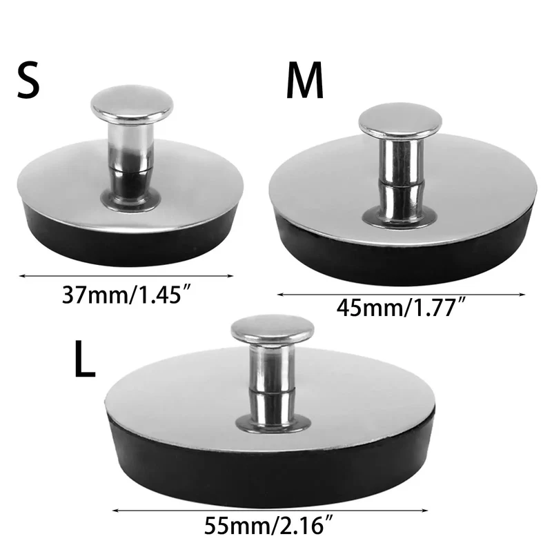 Universal Fit Bath Plug Stainless Steel Drain Stopper Natural Rubber Seal Heavy Duty Bathtub Basin Sink Waste Plug Grommet Kitchen Overflow Cover Durable Leak Proof Drain Gadget Home Must Haves