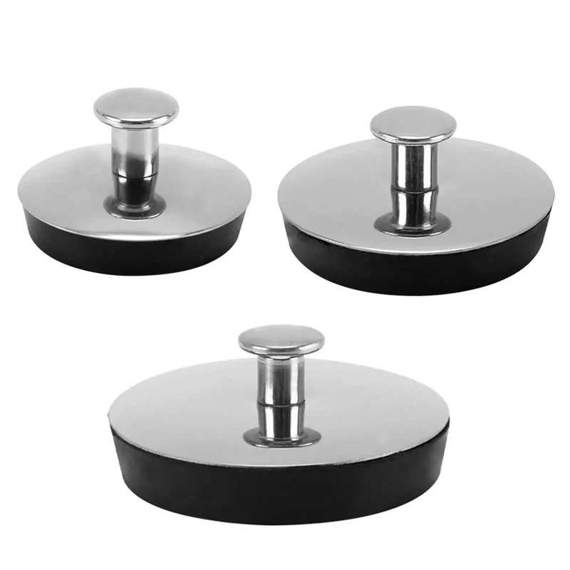 Universal Fit Bath Plug Stainless Steel Drain Stopper Natural Rubber Seal Heavy Duty Bathtub Basin Sink Waste Plug Grommet Kitchen Overflow Cover Durable Leak Proof Drain Gadget Home Must Haves