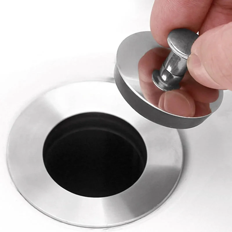 Universal Fit Bath Plug Stainless Steel Drain Stopper Natural Rubber Seal Heavy Duty Bathtub Basin Sink Waste Plug Grommet Kitchen Overflow Cover Durable Leak Proof Drain Gadget Home Must Haves