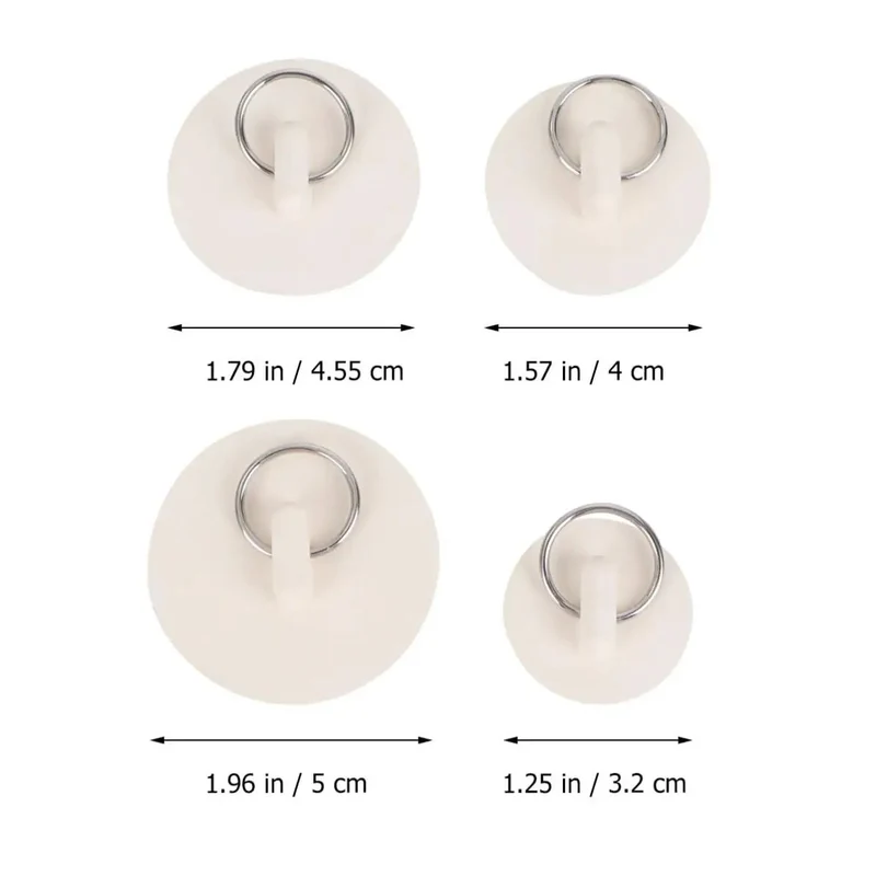 Slick White Rubber Sink Stopper Set 4 Piece With Hanging Ring No Sweat Seal For Bathtubs And Laundry Tubs Blocks Food Grime Like It Ain Nothin Quick Fix For Any Drain